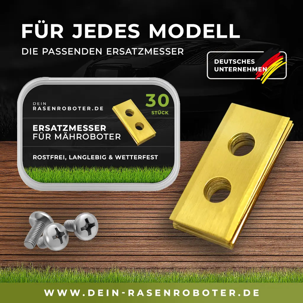 30x Ersatzmesser für Worx Landroid | 2-Loch Upgrade | Titan-Beschichtung (TiC) Dein-Rasenroboter.de
