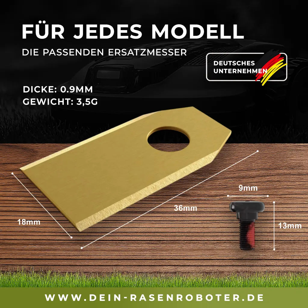 30x Premium Titan Ersatzmesser für Sunseeker X3 | X3 Plus | L22 | L26 RTK | Gold-Edition Dein-Rasenroboter.de