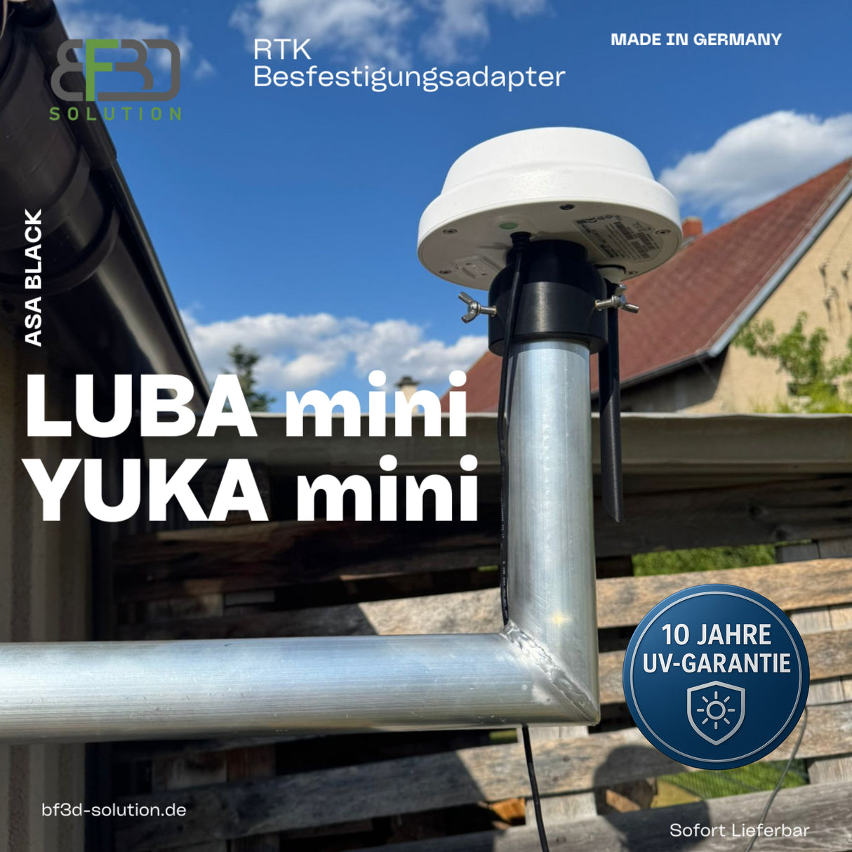 RTK Adapter für Mammotion ® Luba mini AWD u. Yuka mini für SAT Wandhalter -RTK Befestigung / Halter - Zubehör BF3D Solution