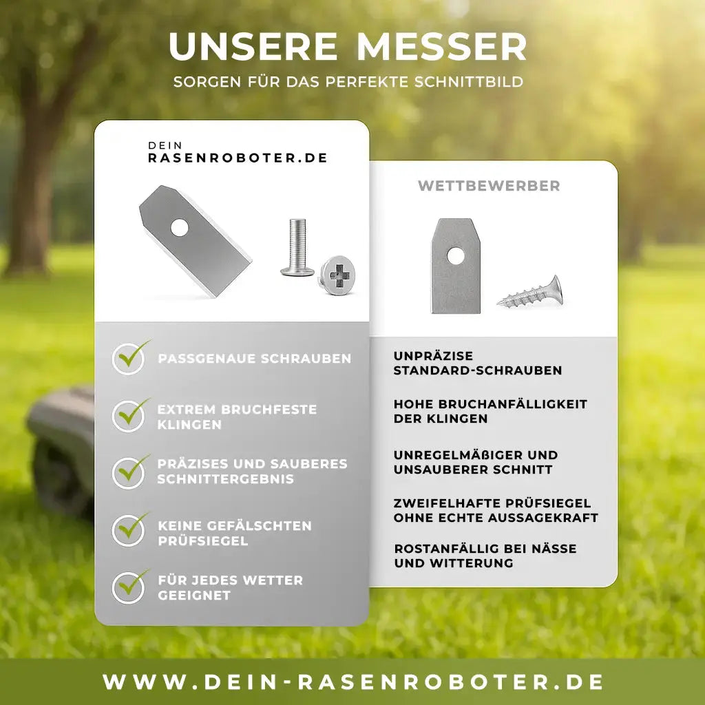30x Premium Titan Ersatzmesser für Sunseeker X3 | X3 Plus | L22 | L26 RTK | Gold-Edition Dein-Rasenroboter.de