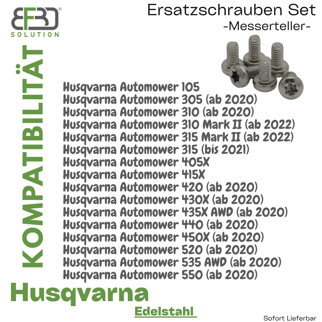 Ersatzschrauben Set (VA) für Messerteller – kompatibel mit Husqvarna Mährobotern/Rasenrobotern BF3D Solution