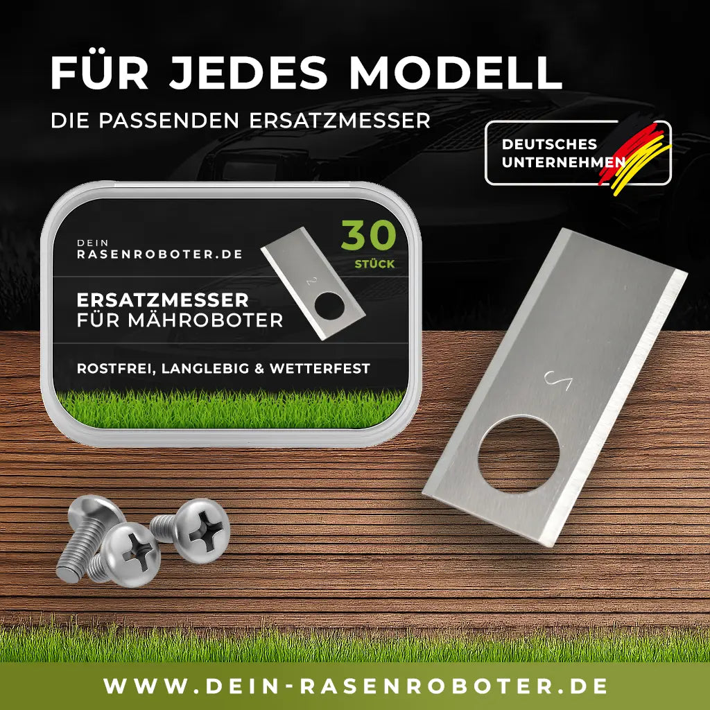 30 Edelstahl Einloch Ersatzmesser für RoboUP T600 Mähroboter Dein-Rasenroboter.de