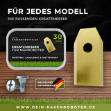 30x Titan Messer für EGO Power+ Mähroboter | Alle Modelle: Aura R2, RM2000E, RM4000E Dein-Rasenroboter.de
