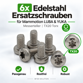 6x Edelstahl Ersatzschrauben für Mammotion LUBA & YUKA Messerteller BF3D Solution