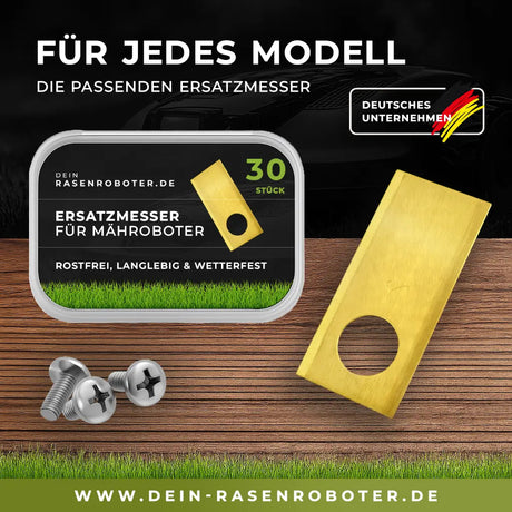 30 rostfreie Titan Ersatz-Messer-Klingen für Eufy E18 Dein-Rasenroboter.de