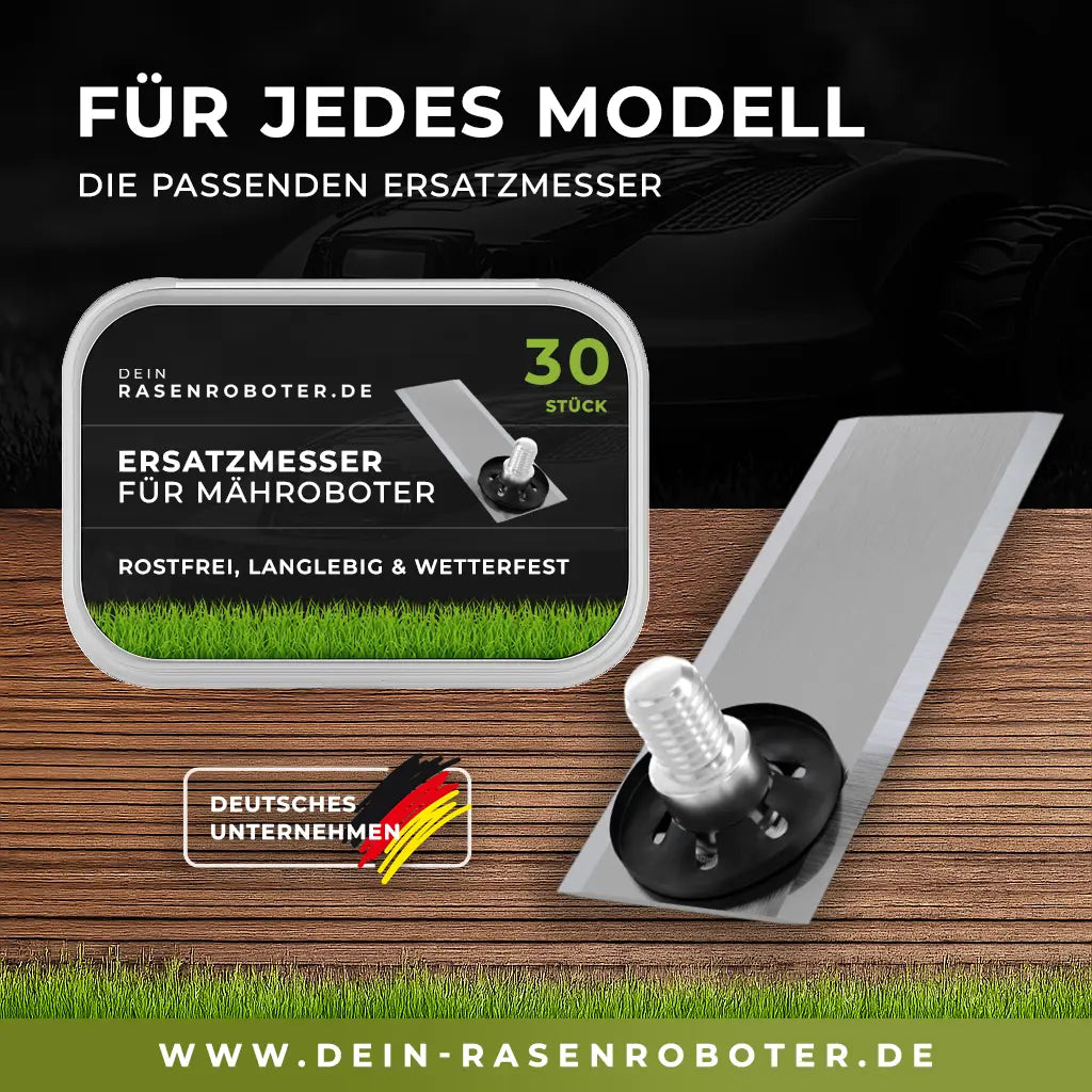 30 rostfreie Edelstahl Ersatz-Messer-Klingen für Belrobotics Bigmow, ECHO Robotics, Parcmow Mähroboter inkl. Schrauben