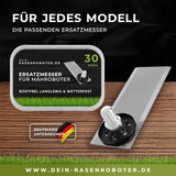 30 rostfreie Edelstahl Ersatz-Messer-Klingen für Belrobotics Bigmow, ECHO Robotics, Parcmow Mähroboter inkl. Schrauben