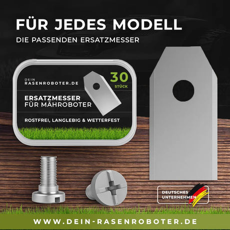 30 Edelstahl Ersatzklingen / Ersatzmesser Klingen Greenworks Optimow 7 Dein-Rasenroboter.de