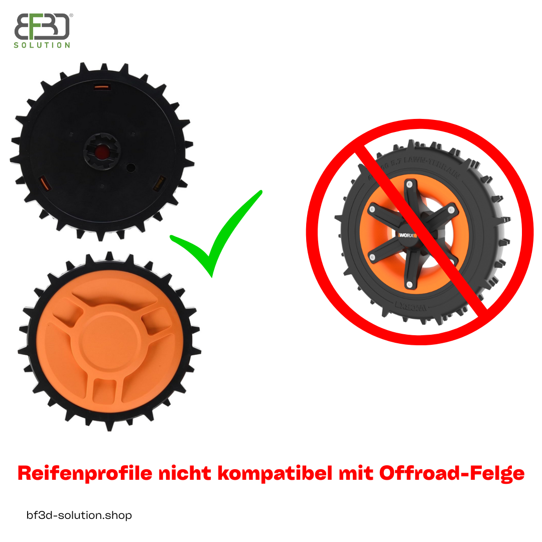 BF3D Radprofil für WORX ® M500 M700 M1000 Landroid Gummi Super Grip Plus FLEXIBEL BF3D Solution