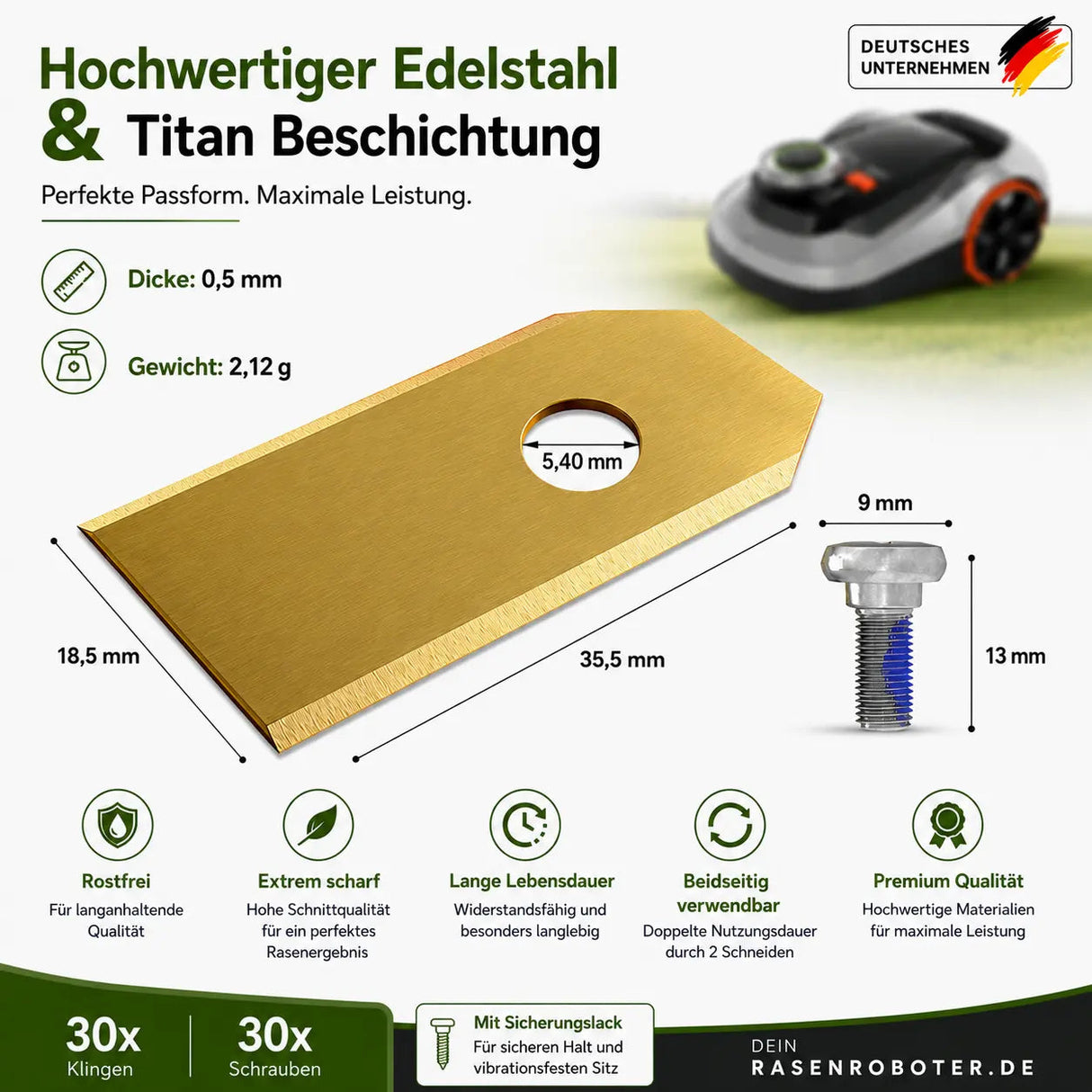 Titan Ersatzklingen Segway Navimow H500E-VF + H800E-VF – 30 Stück