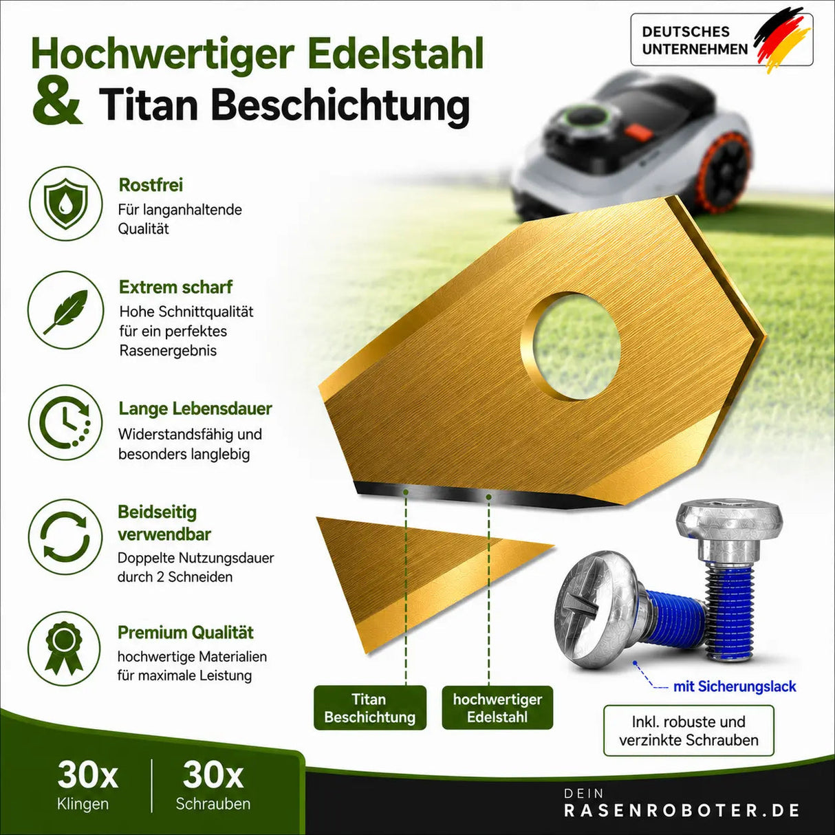 Titan Ersatzklingen Segway Navimow i108E – 30 Stück