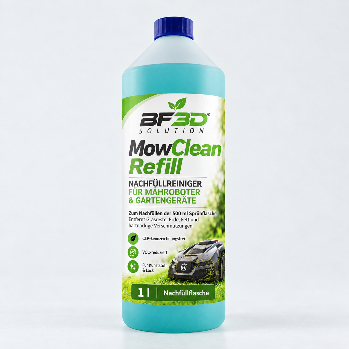 BF3D MowClean Refill Nachfüllreiniger für Mähroboter und Gartengeräte, 1 Liter