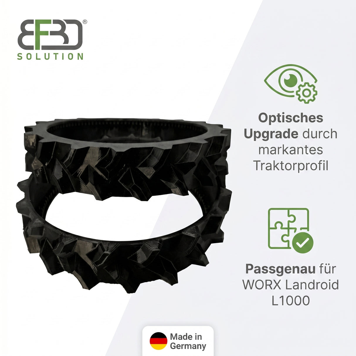BF3D Radprofil für WORX ® L1000 (WR147E) Landroid Gummi All Terrain FLEXIBEL BF3D Solution
