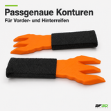 Passgenaue Konturen der Reinigungsspachtel für Vorder- und Hinterreifen der Segway Navimow X4-Serie